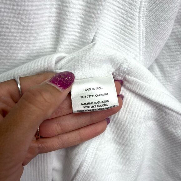 Eileen Fisher Jacket Women’s M White Cotton Ottoman Rippled Texture Full Zip Up - Picture 6 of 7